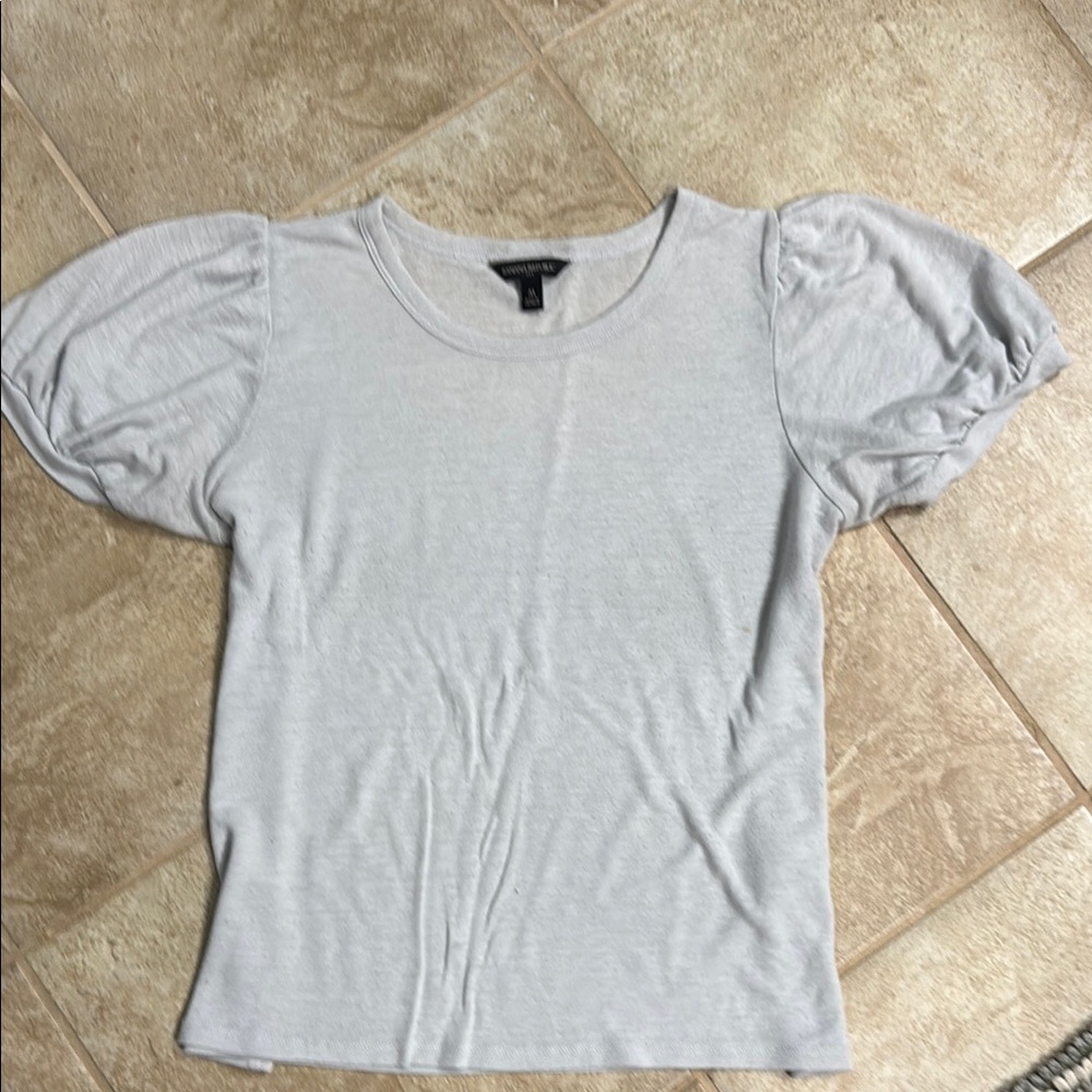 Banana Republic Blue Grey Puff Sleeve Blouse